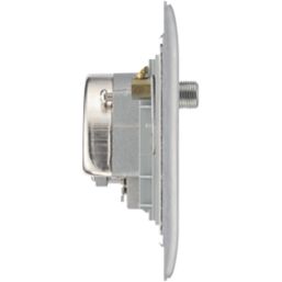 British General Nexus Metal 2-Gang Triplex TV Socket Brushed Steel
