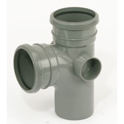 FloPlast  Push-Fit 92.5° Double Socket Branch Grey 110mm