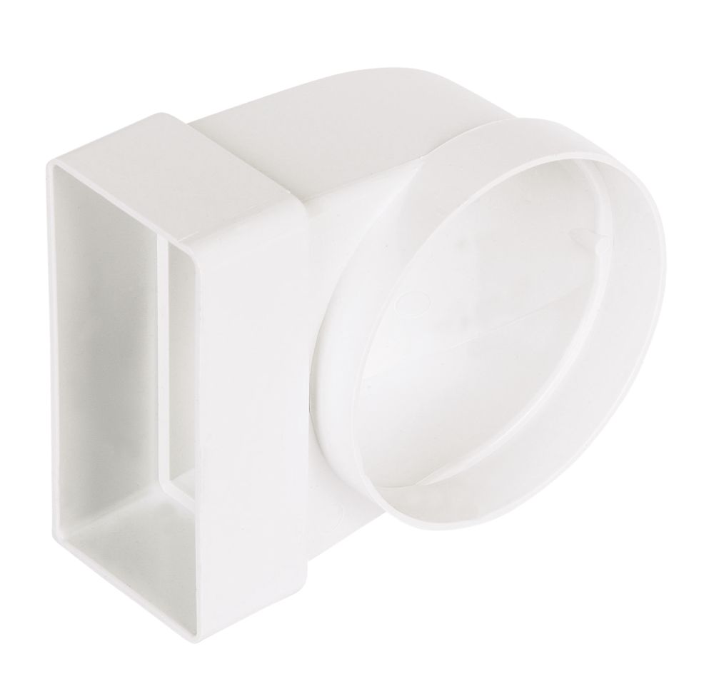 Manrose Round to Rectangular 90° Bend Appliance Connector White 100mm