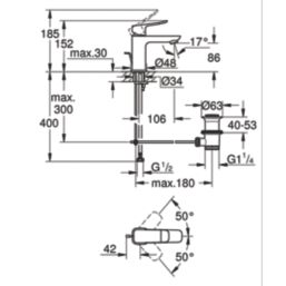 Grohe Dice Matt Black 185mm Standard Lever Mono Basin Mixer Tap  With Clicker Waste