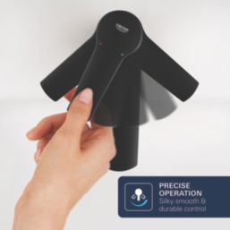 Grohe Dice Matt Black 185mm Standard Lever Mono Basin Mixer Tap  With Clicker Waste