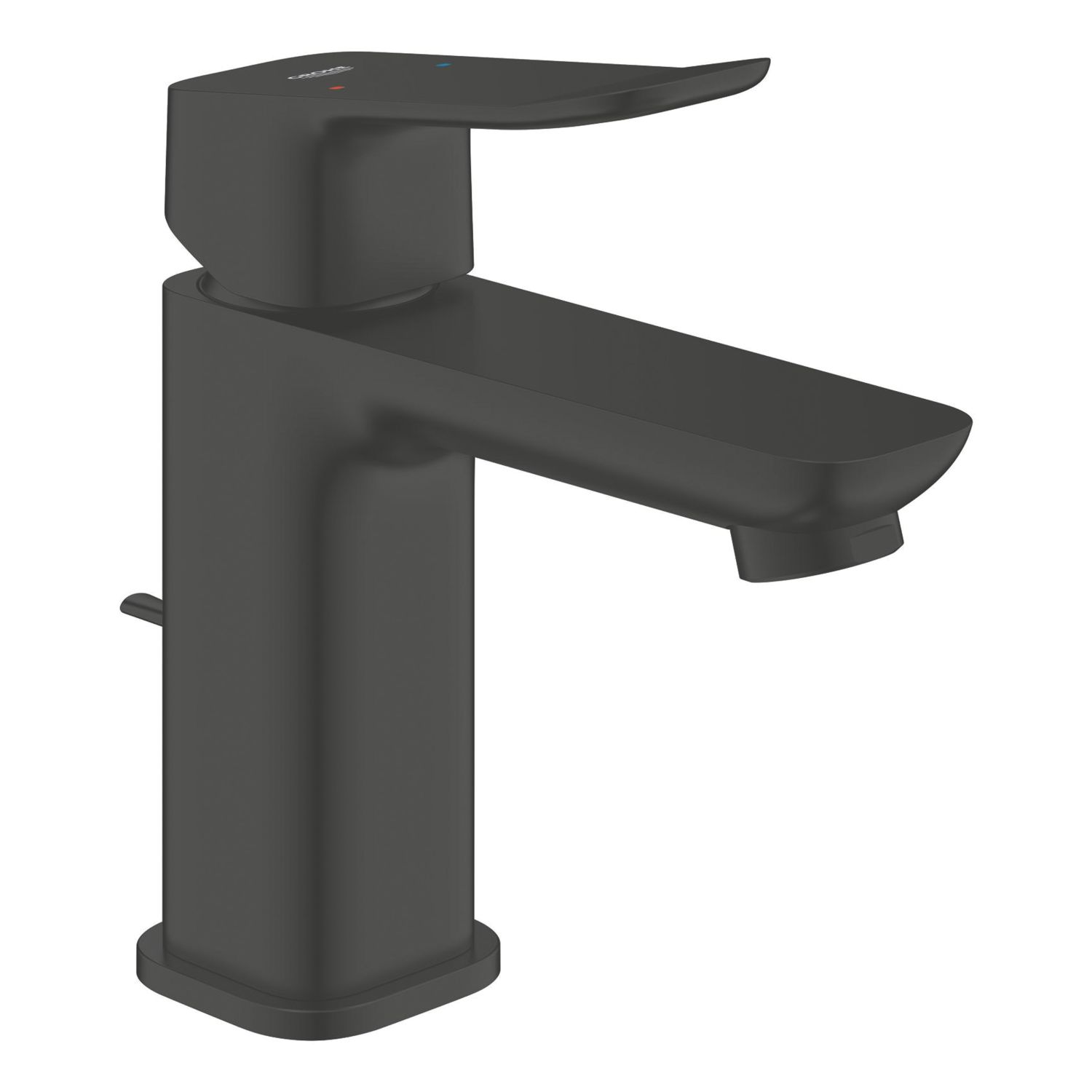 Grohe Dice Matt Black 185mm Standard Lever Mono Basin Mixer Tap With Clicker Waste (124AM)