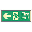 Photoluminescent "Fire Exit Man Left Arrow" Sign 150mm x 400mm