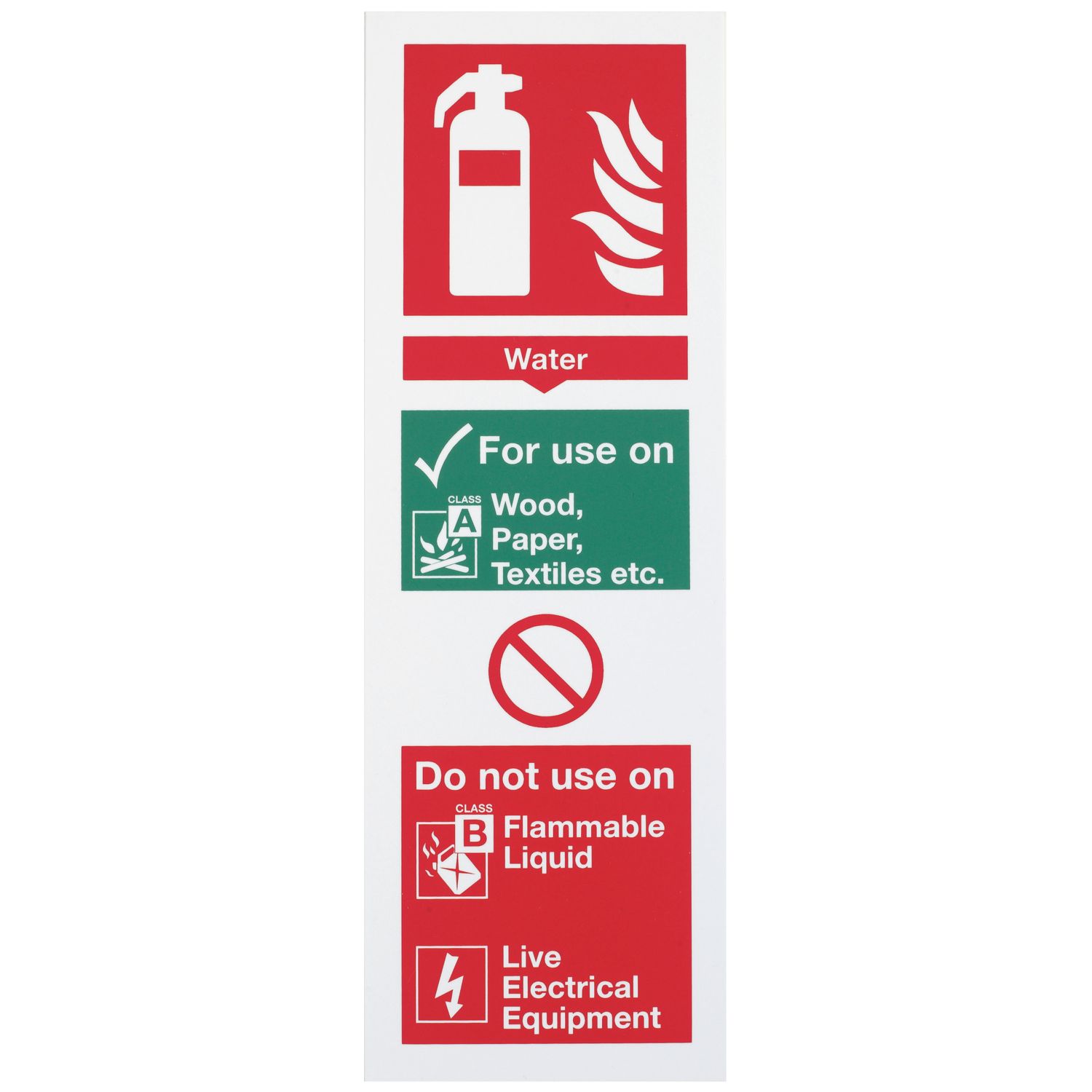 Non Photoluminescent Water Extinguisher Sign 300mm x 100mm (124FH)