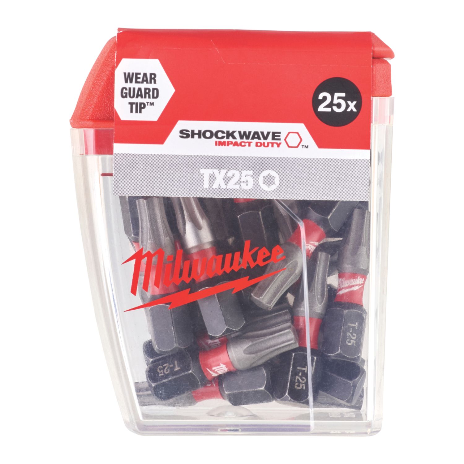 Milwaukee SHOCKWAVE 1/4" 25mm Hex Shank TX25 Screwdriver Bits 25 Pack (124GE)