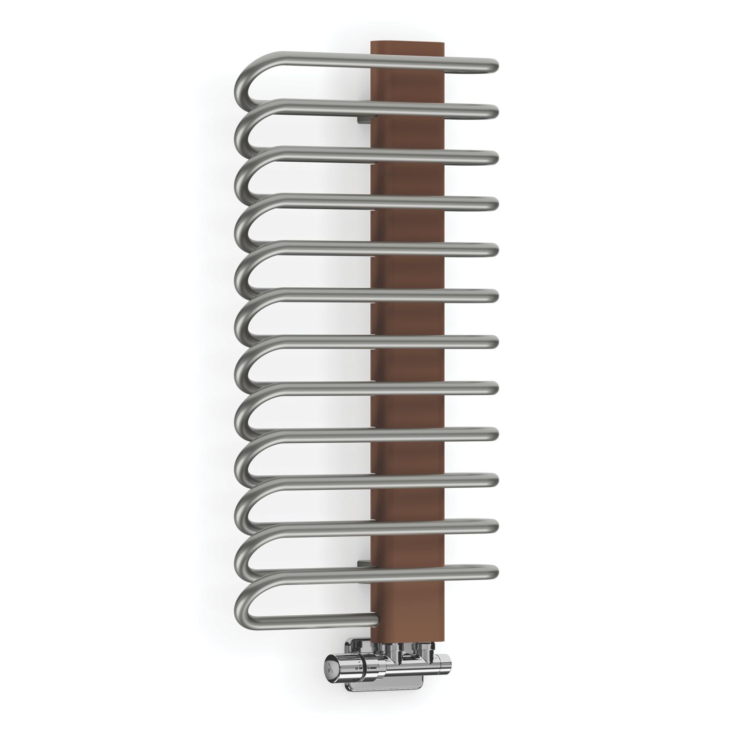 Terma 780mm x 400mm 1244BTU Grey / Copper Curved Designer Towel Radiator (124HR)