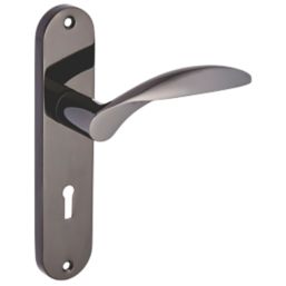 Smith & Locke Crantock Fire Rated Lever Lock Door Handles Pair Black Nickel