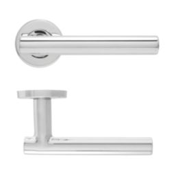 Eclipse Insignia T-Bar Fire Rated Lever on Rose Door Handle Pair Polished Stainless Steel