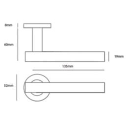 Eclipse Insignia T-Bar Fire Rated Lever on Rose Door Handle Pair Polished Stainless Steel