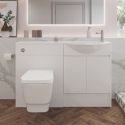Alaska Bathroom Fitted Furniture RH Pack Vanity with Basin White Gloss 1244mm x 355mm x 997mm