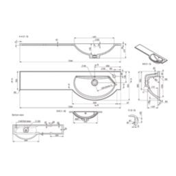 Alaska Bathroom Fitted Furniture RH Pack Vanity with Basin White Gloss 1244mm x 355mm x 997mm
