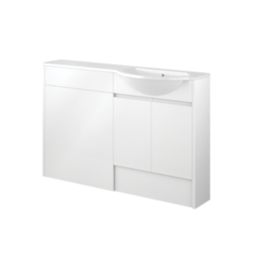 Alaska Bathroom Fitted Furniture RH Pack Vanity with Basin White Gloss 1244mm x 355mm x 997mm