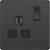 British General Evolve 13A 1-Gang SP Switched Socket Black  with Black Inserts