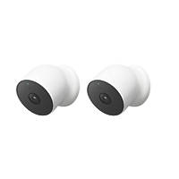Google Nest Nest Cam Battery-Powered White Wired or Wireless 1080p Indoor & Outdoor Round Smart Camera 2 Pack