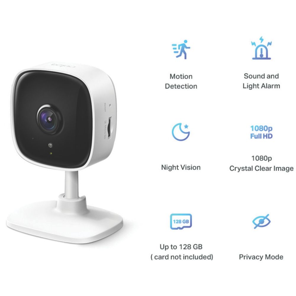 TP-Link Tapo C100 Mains-Powered White Wireless 1080p Indoor Square