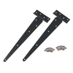 GateMate Black Straight Medium Tee Hinges 125mm x 16" x 400mm 2 Pack