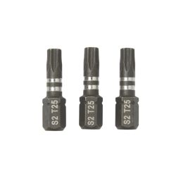 Erbauer  1/4" 25mm Hex Shank TX25 Impact Screwdriver Bits 3 Pack