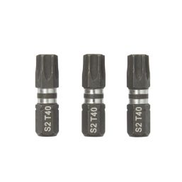 Erbauer  1/4" 25mm Hex Shank TX40 Impact Screwdriver Bits 3 Pack