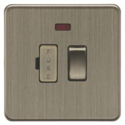 Knightsbridge Screwless 13A Switched Fused Spur with Neon Antique Brass