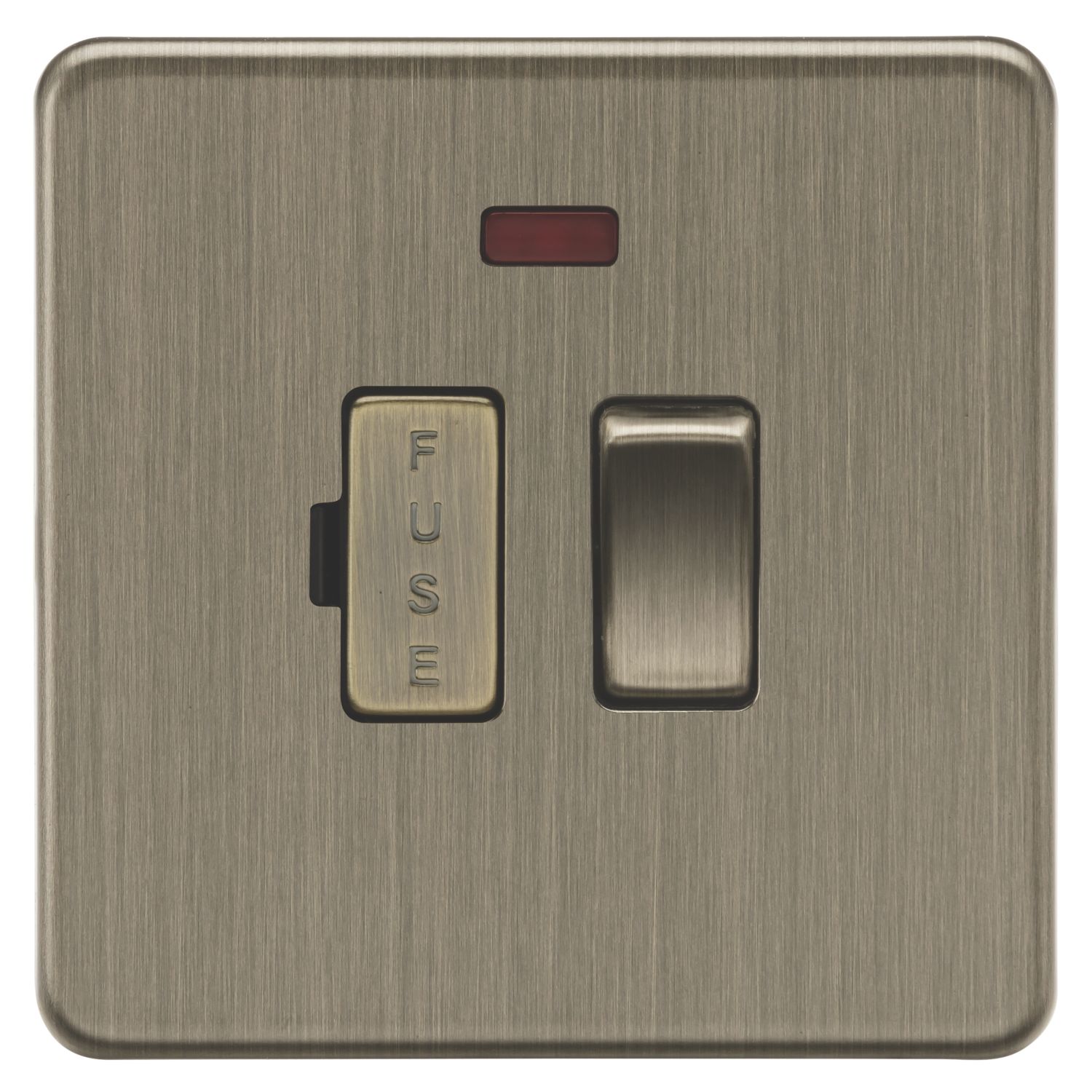 Knightsbridge Screwless 13A Switched Fused Spur with Neon Antique Brass (125CR)