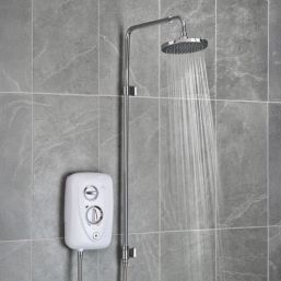 Triton T80EasiFit+ White / Chrome 10.5kW Thermostatic Overhead Shower with UNIQ Kit