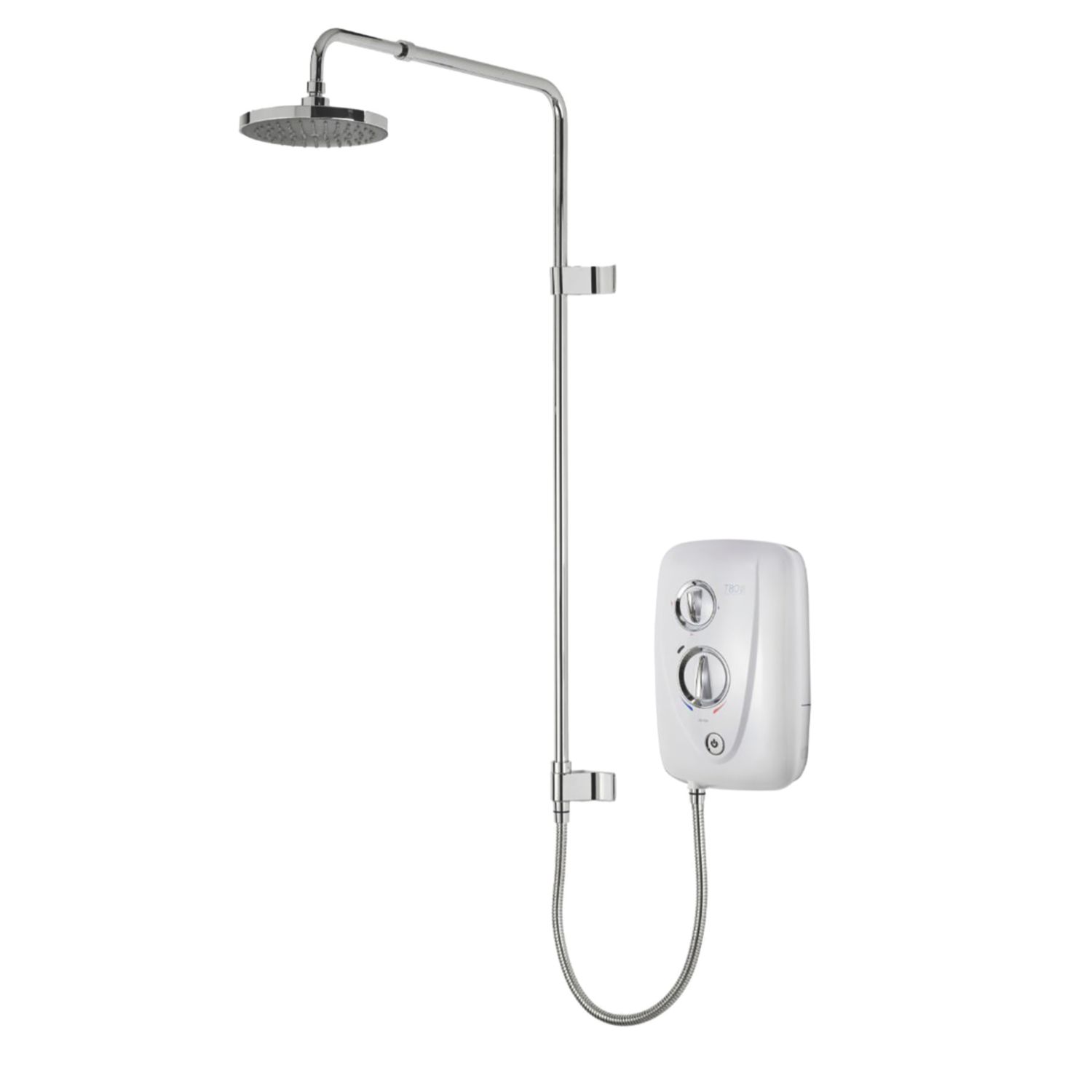 Triton T80EasiFit+ White / Chrome 10.5kW Thermostatic Overhead Shower with UNIQ Kit (125CU)