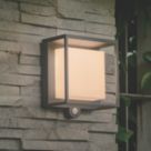 Lutec Curtis Outdoor LED Solar Wall Light With PIR Sensor Dark Grey 300lm
