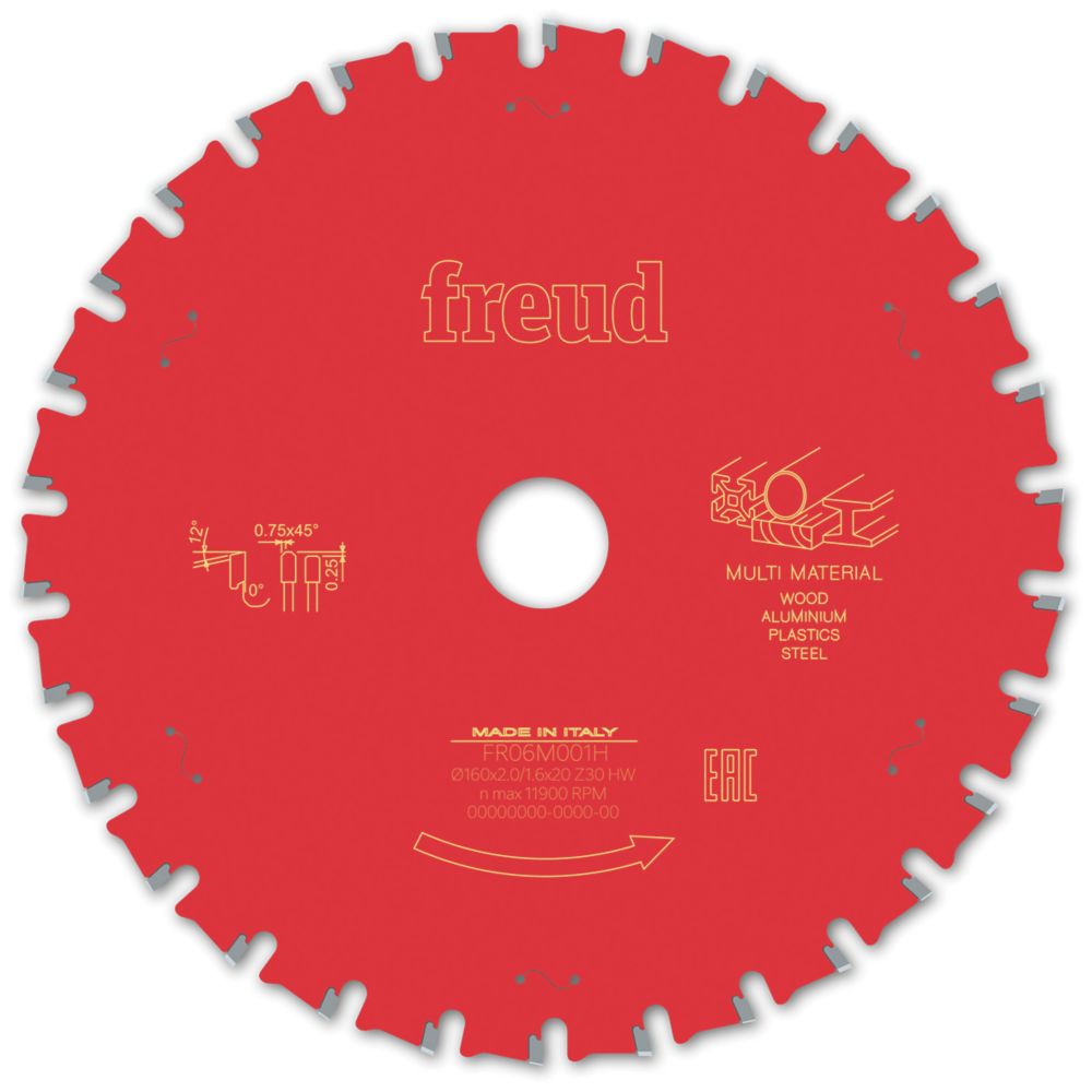 Freud F03FS10114 Multi-Material Circular Saw Blade 160mm x 20mm 30T