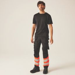 Regatta Hi Vis XPro Stretch Holster Trouser Black/Orange 42" W 32" L
