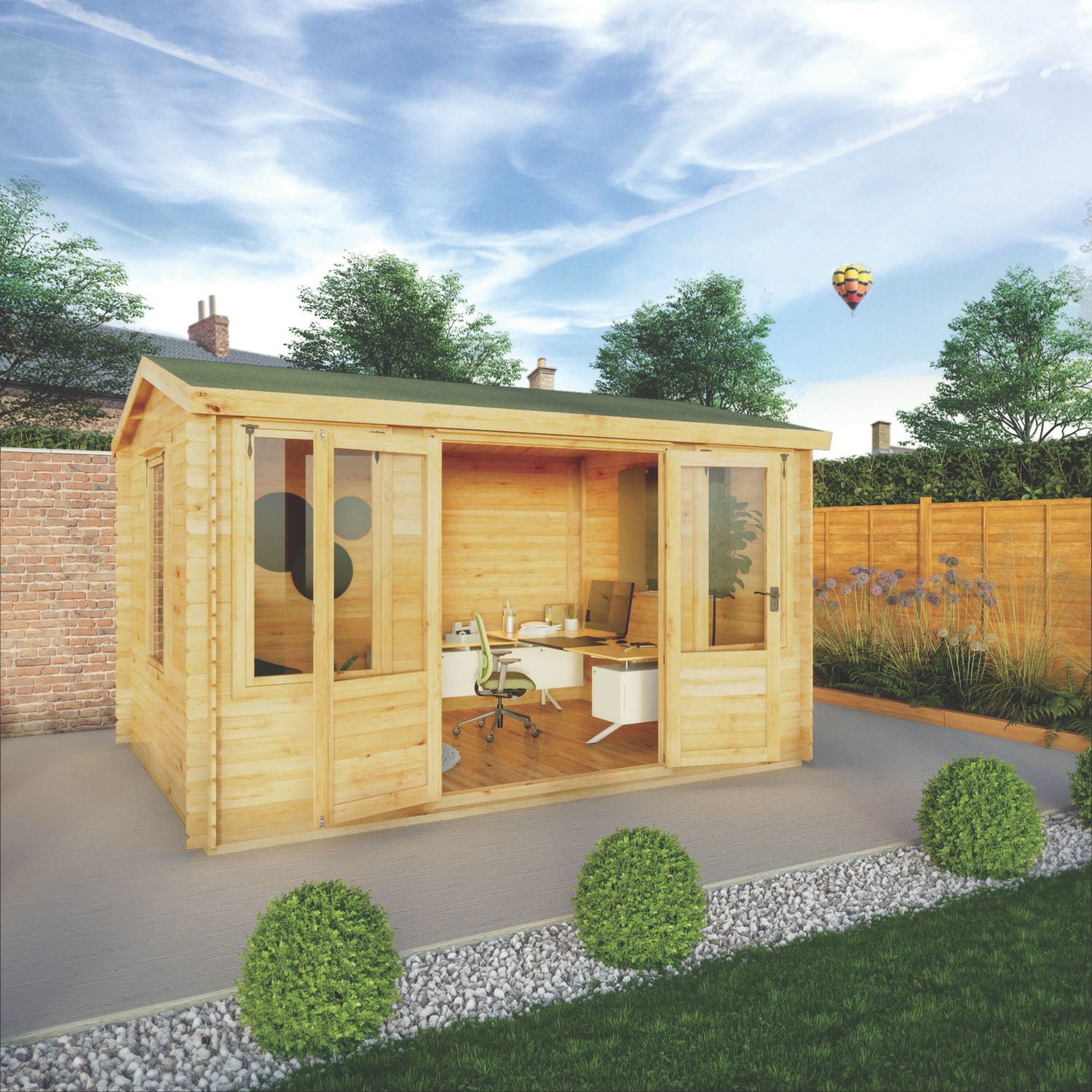 Mercia 12' 6" x 9' (Nominal) Reverse Apex Timber Log Cabin (125YL)
