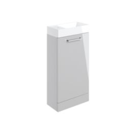 Ohio 1-Door Cloakroom Vanity Unit with Ceramic Basin Gloss Grey 410mm x 220mm x 830mm