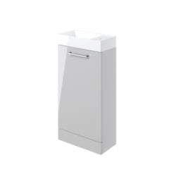 Ohio 1-Door Cloakroom Vanity Unit with Ceramic Basin Gloss Grey 410mm x 220mm x 830mm