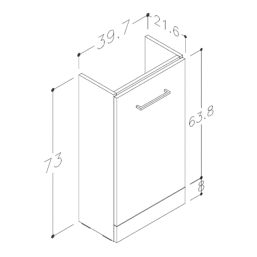 Ohio 1-Door Cloakroom Vanity Unit with Ceramic Basin Gloss Grey 410mm x 220mm x 830mm