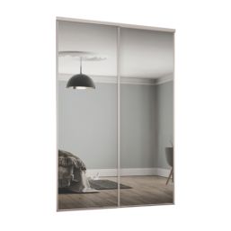 Spacepro Classic 2-Door Sliding Wardrobe Door Kit Cashmere Frame Mirror Panel 1793mm x 2260mm