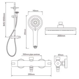 Aqualisa Sierra Safe Touch Rear-Fed Exposed Chrome Thermostatic Bar Diverter Mixer Shower
