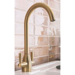 Streame by Abode Zermat Swan Dual-Lever Mono Mixer Brushed Brass