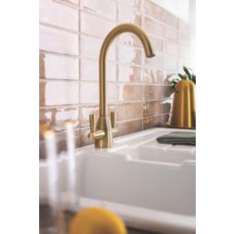 Streame by Abode Zermat Swan Dual-Lever Mono Mixer Brushed Brass