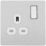 British General Evolve 13A 1-Gang SP Switched Socket Brushed Steel  with White Inserts