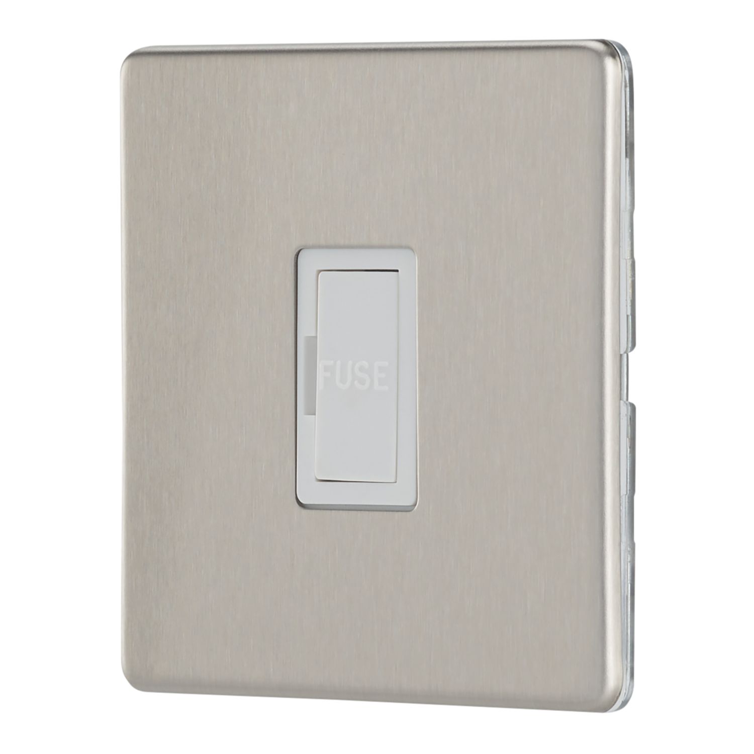 Contactum Lyric 13A Unswitched Fused Spur Brushed Steel with White Inserts (126RK)