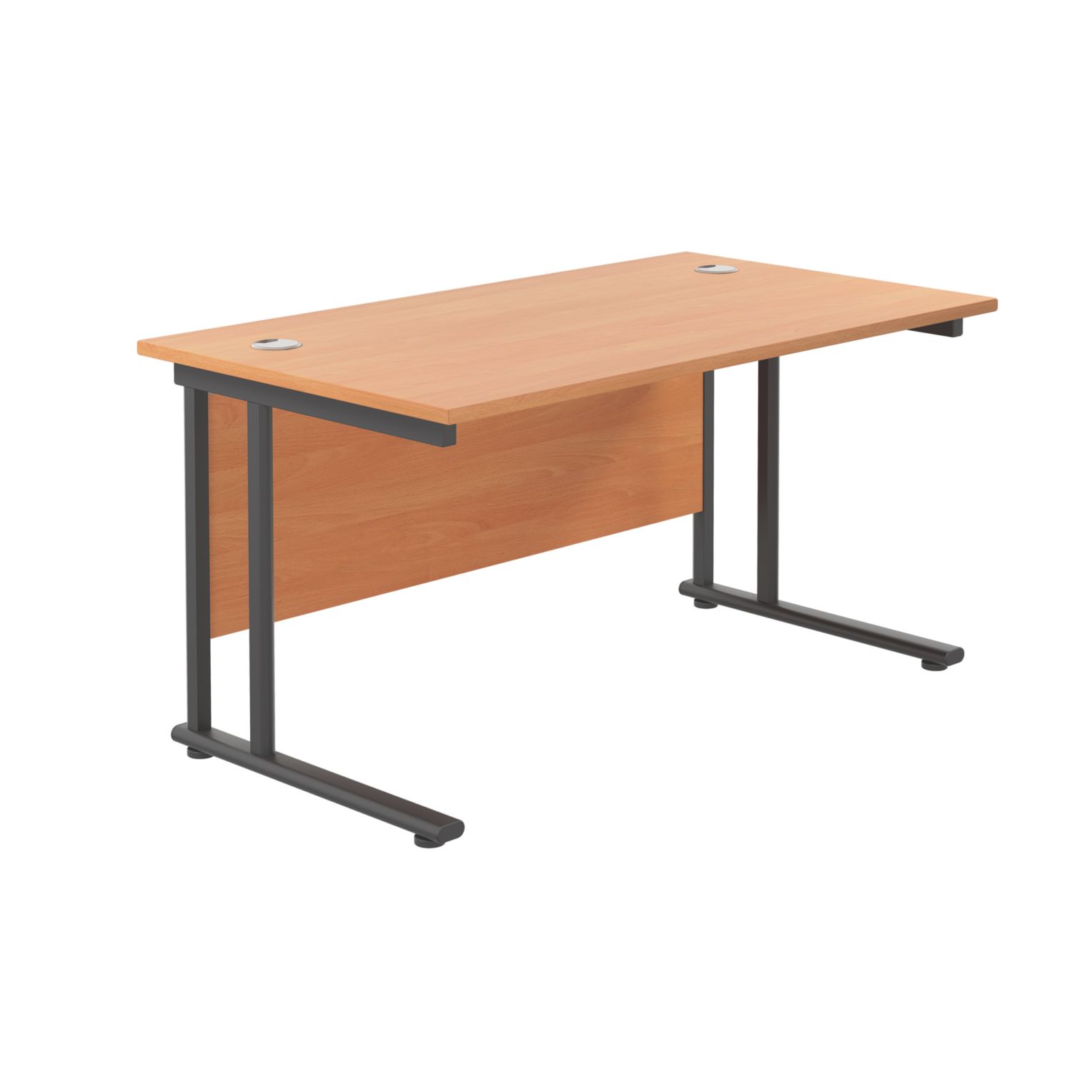 TC Group Aztec Twin Upright Rectangular Office Desk Beech/Black 1400mm x 800mm (126TT)
