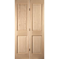 Jeld-Wen Oregon Unfinished Oak Wooden 4-Panel Internal Bi-Fold Door 1950 x 595mm