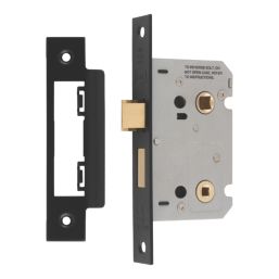 Smith & Locke  Matt Black Bathroom Mortice Latch 64mm Case - 44mm Backset