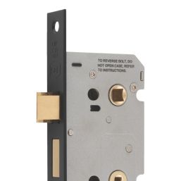 Smith & Locke  Matt Black Bathroom Mortice Latch 64mm Case - 44mm Backset