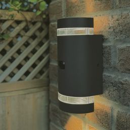 Lutec Focus Outdoor Up/Down Wall Light With PIR Sensor Dark Grey