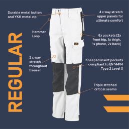 Site Kilani Womens Stretch Trousers White / Grey Size 14 30" L