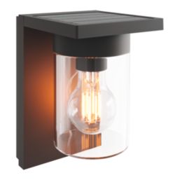 Calex Asti Outdoor LED Rechargeable Solar Wall Light With PIR Sensor Black 150lm