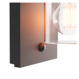 Calex Asti Outdoor LED Rechargeable Solar Wall Light With PIR Sensor Black 150lm