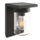 Calex Asti Outdoor LED Rechargeable Solar Wall Light With PIR Sensor Black 150lm