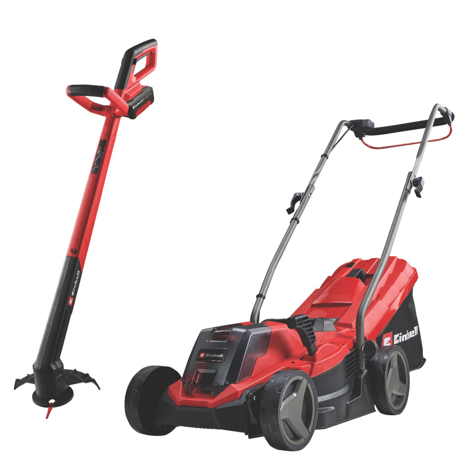 Einhell GE-CM 18/33-3 Li Set UK 18V 1 x 4.0Ah Li-Ion Power X-Change Brushless Cordless Lawn Mower & Grass Trimmer Kit (127EH)