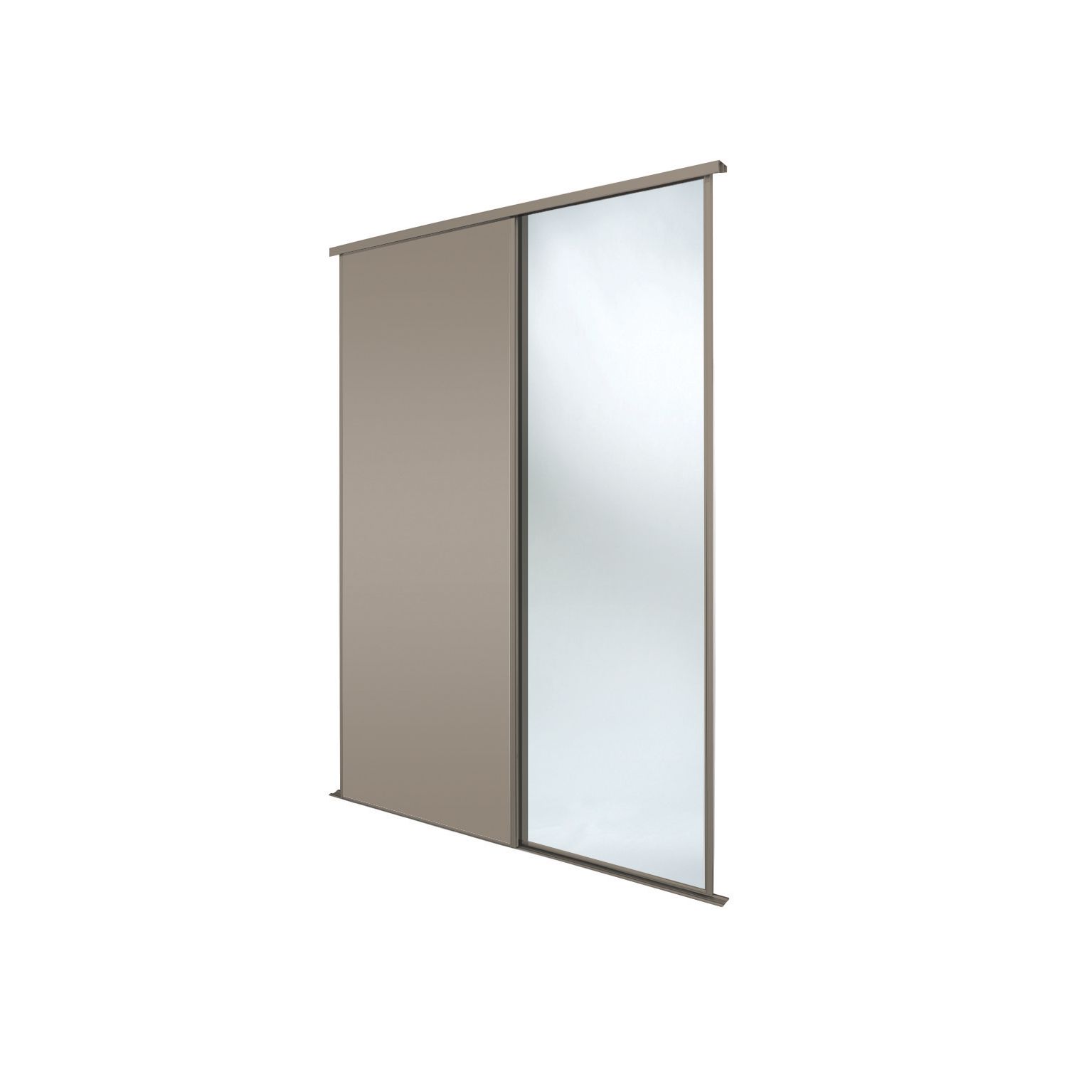 Spacepro Classic 2-Door Sliding Wardrobe Door Kit Stone Grey Frame Stone Grey / Mirror Panel 1793mm x 2260mm (127GK)